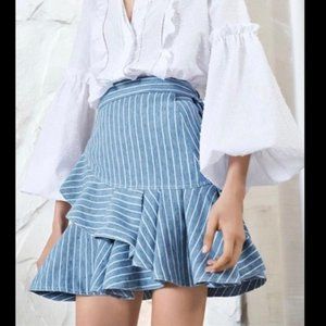 Alexis  Chambray Striped Wrapped Skirt XS NWOT